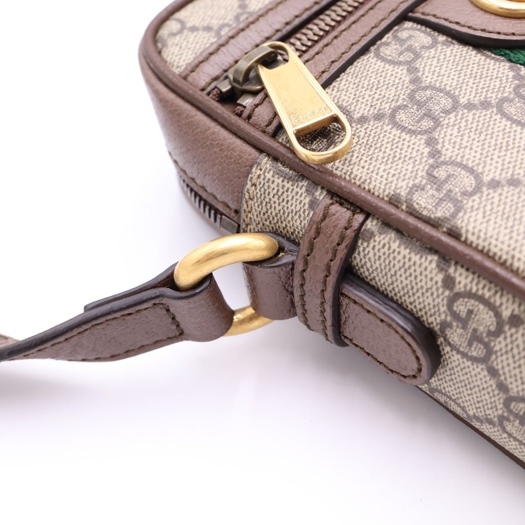 Gucci GG Supreme Sherry Line Leather Ophidia Mini Messenger Bag Beige Ebony — view 7