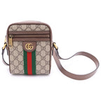 Gucci GG Supreme Sherry Line Leather Ophidia Mini Messenger Bag Beige Ebony