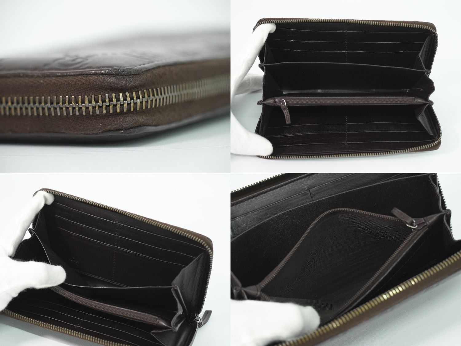 Gucci Guccissima Leather Zip Around Wallet Brown — view 8