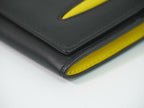 Fendi Bugs Monster Eye Motif Wallet Leather Black Yellow — view 7
