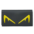 Fendi Bugs Monster Eye Motif Wallet Leather Black Yellow