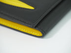 Fendi Bugs Monster Eye Motif Wallet Leather Black Yellow — view 6