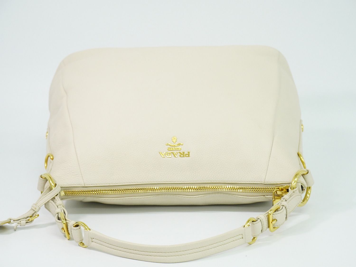 Prada Vitello Daino Leather Shoulder Bag Tote Ivory — view 5