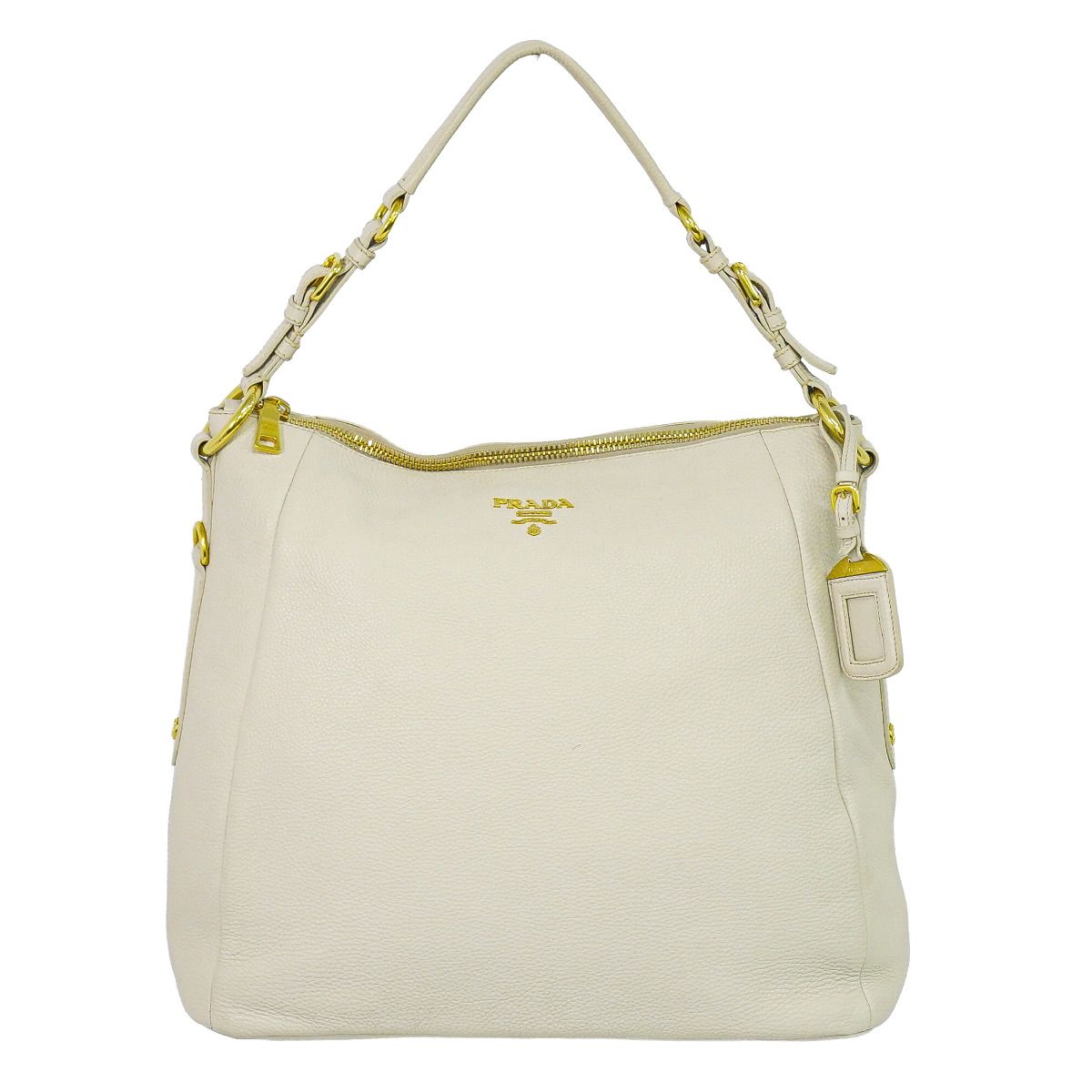 Prada Vitello Daino Leather Shoulder Bag Tote Ivory