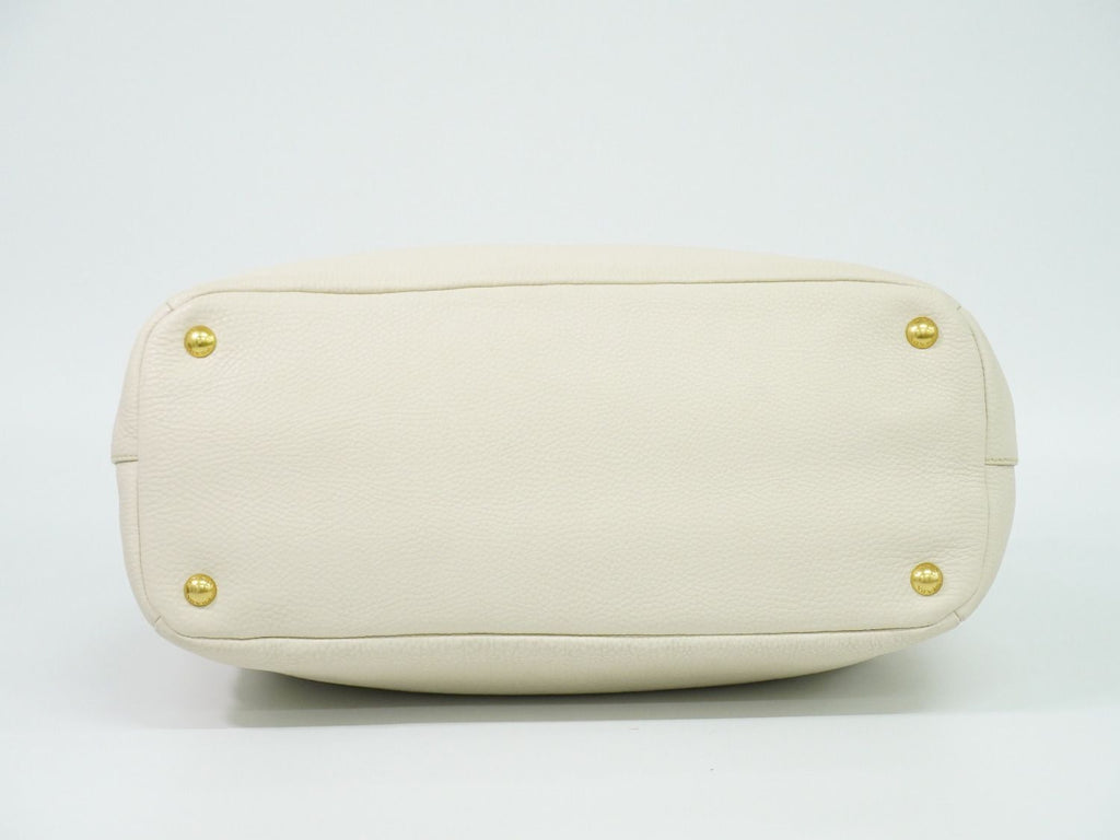 Prada Vitello Daino Leather Shoulder Bag Tote Ivory — view 3