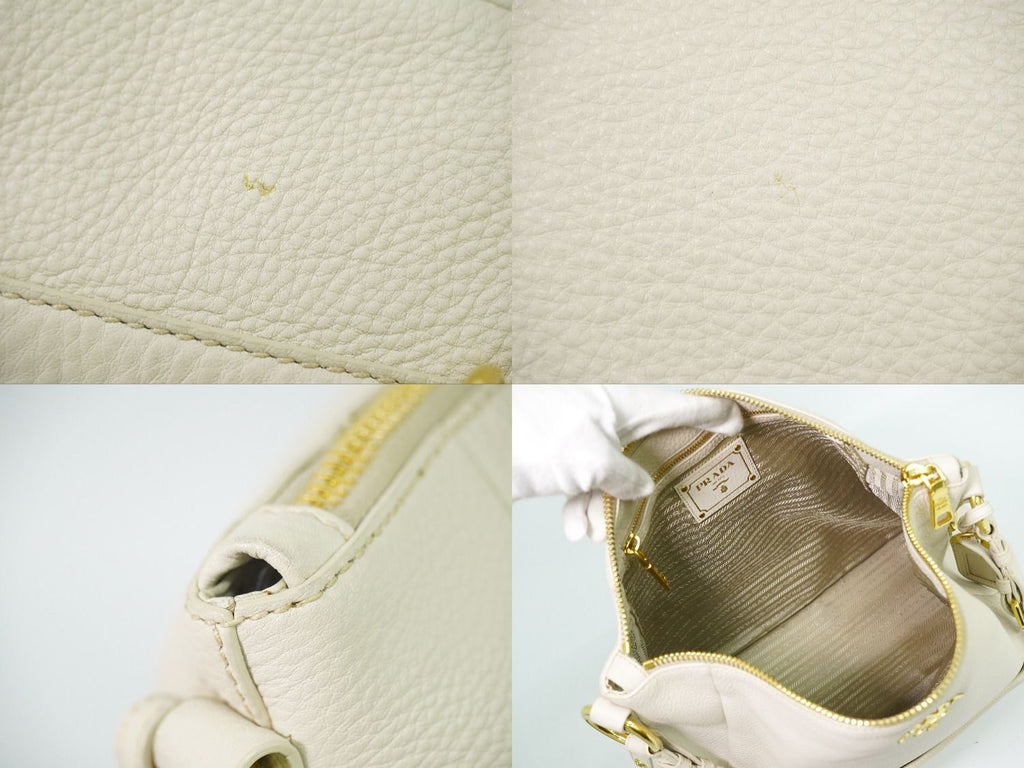 Prada Vitello Daino Leather Shoulder Bag Tote Ivory — view 7