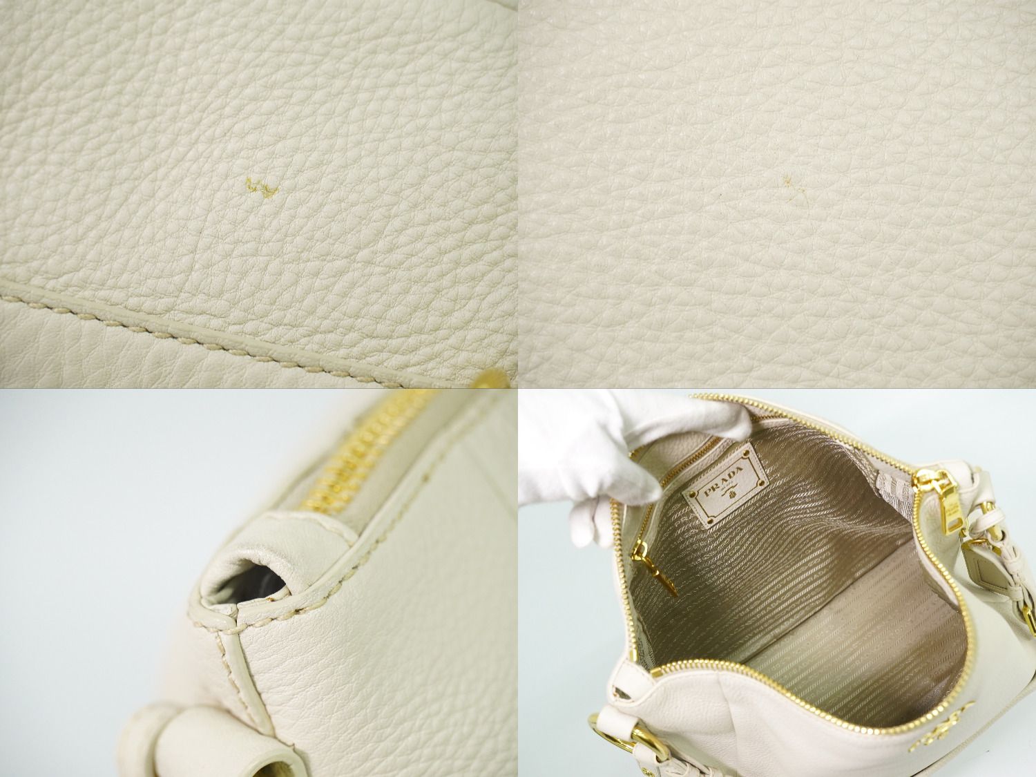 Prada Vitello Daino Leather Shoulder Bag Tote Ivory — view 7