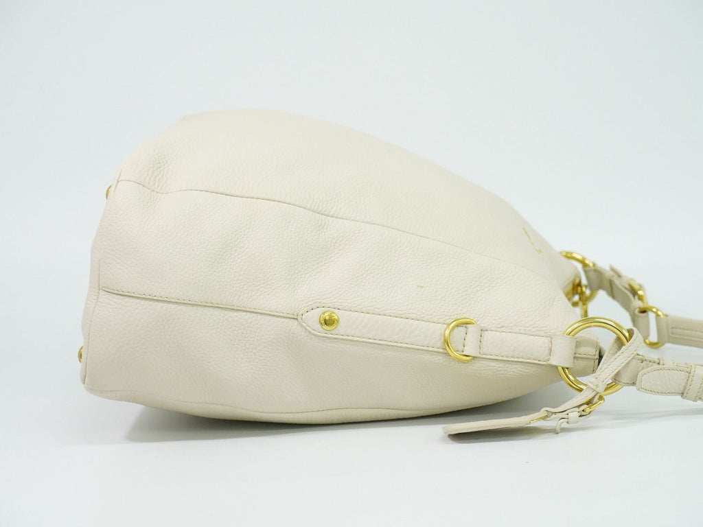 Prada Vitello Daino Leather Shoulder Bag Tote Ivory — view 4