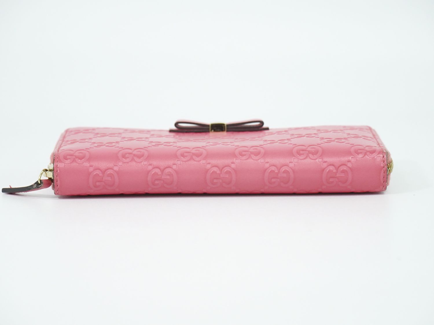 Gucci Guccissima Leather Zip Around Wallet Pink — view 3