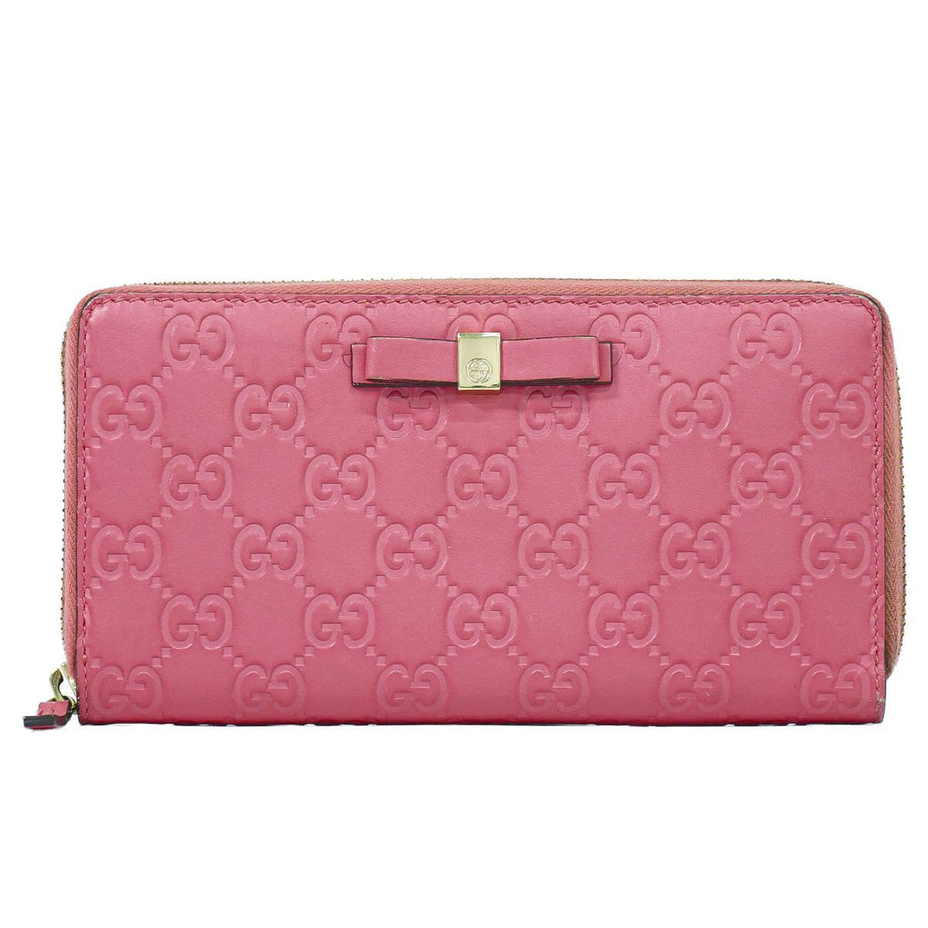 Gucci Guccissima Leather Zip Around Wallet Pink