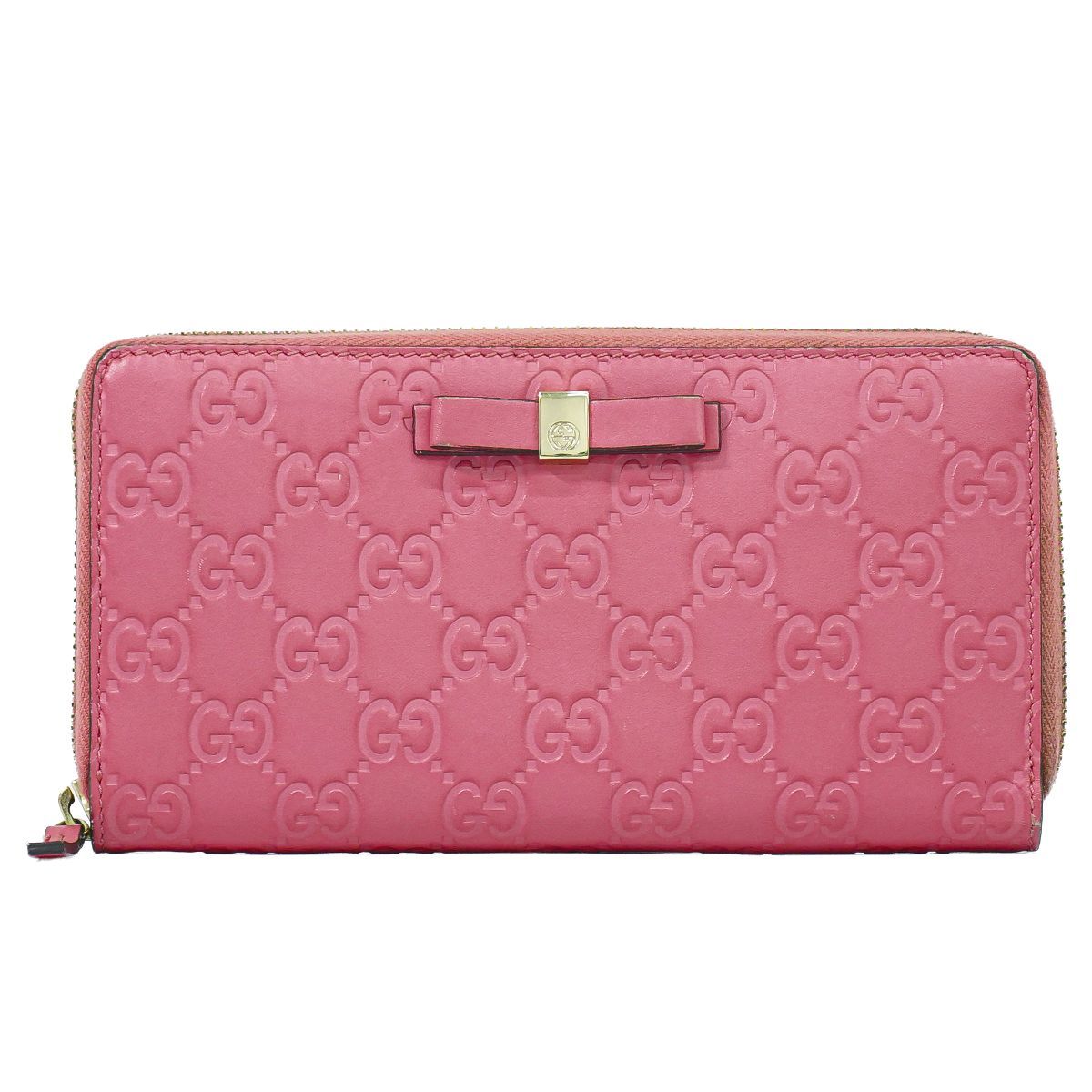 Gucci Guccissima Leather Zip Around Wallet Pink