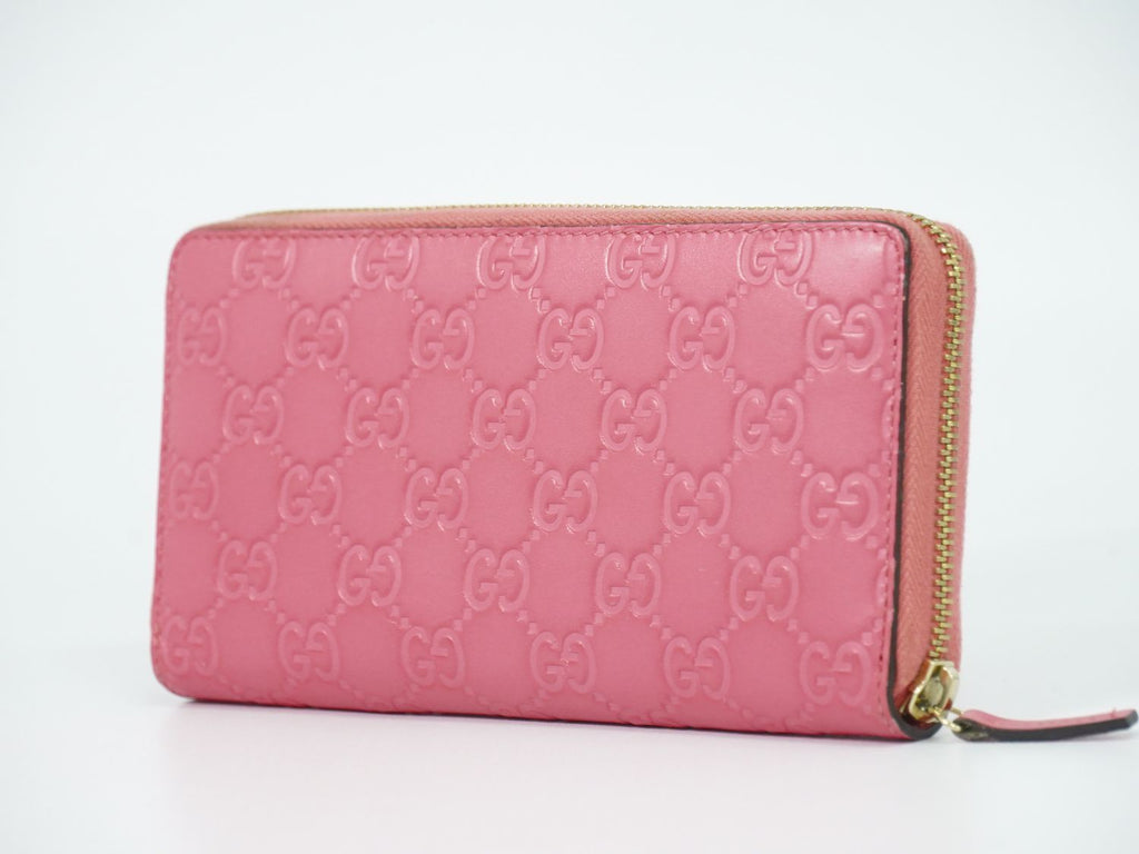 Gucci Guccissima Leather Zip Around Wallet Pink — view 2
