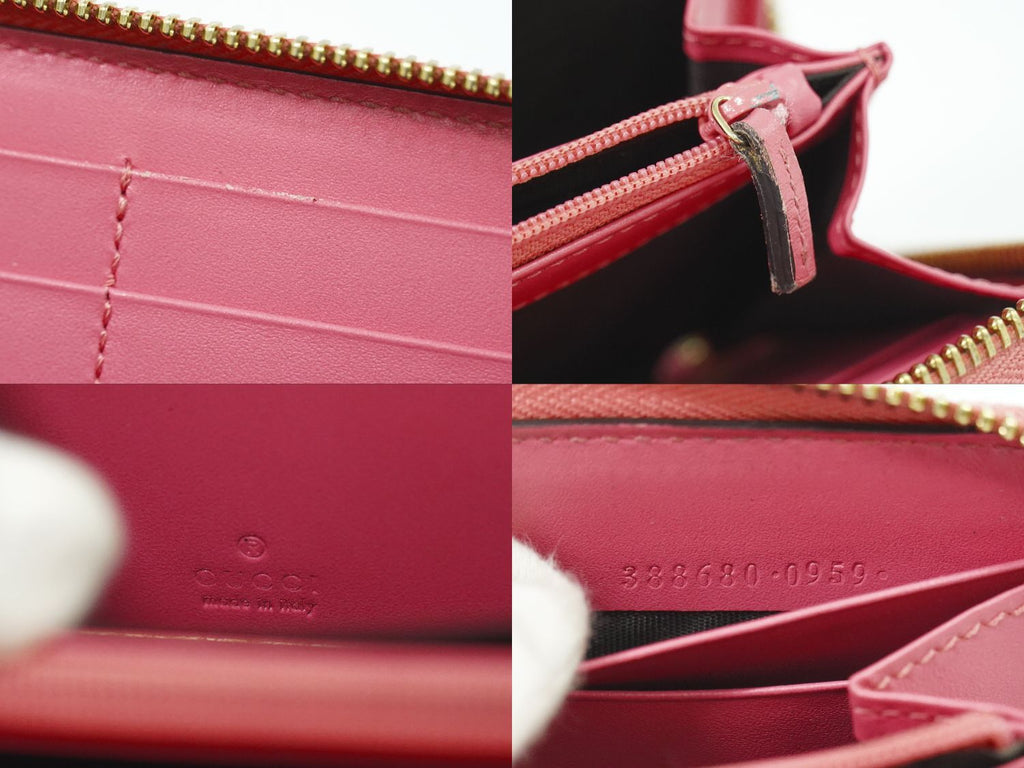 Gucci Guccissima Leather Zip Around Wallet Pink — view 9