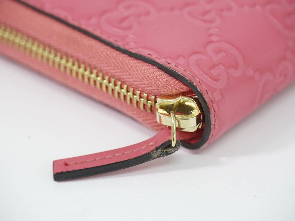 Gucci Guccissima Leather Zip Around Wallet Pink — view 6