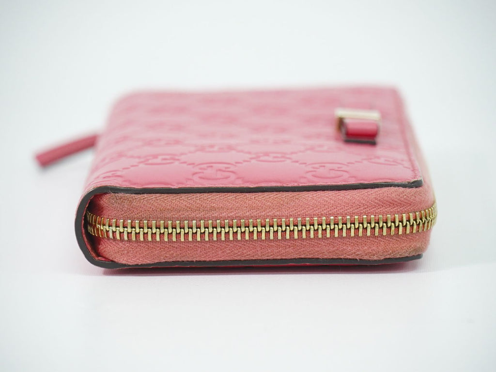 Gucci Guccissima Leather Zip Around Wallet Pink — view 4