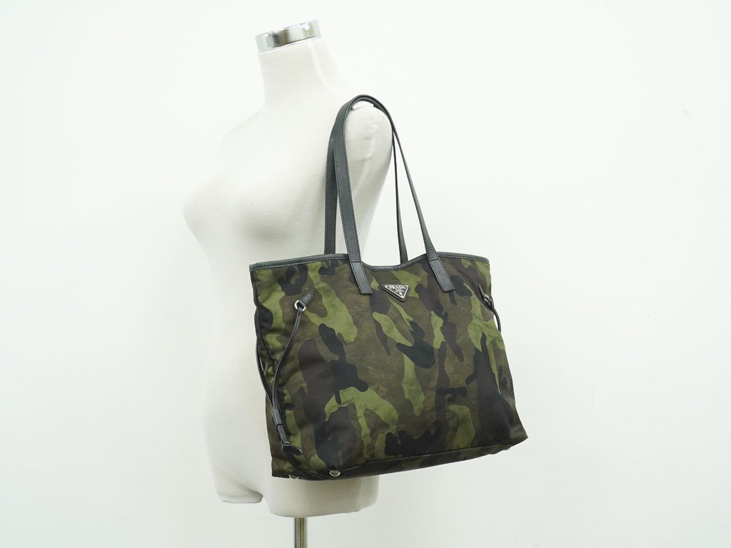 Prada Camouflage Shoulder Bag Tote Nylon Khaki — view 6