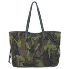 Prada Camouflage Shoulder Bag Tote Nylon Khaki