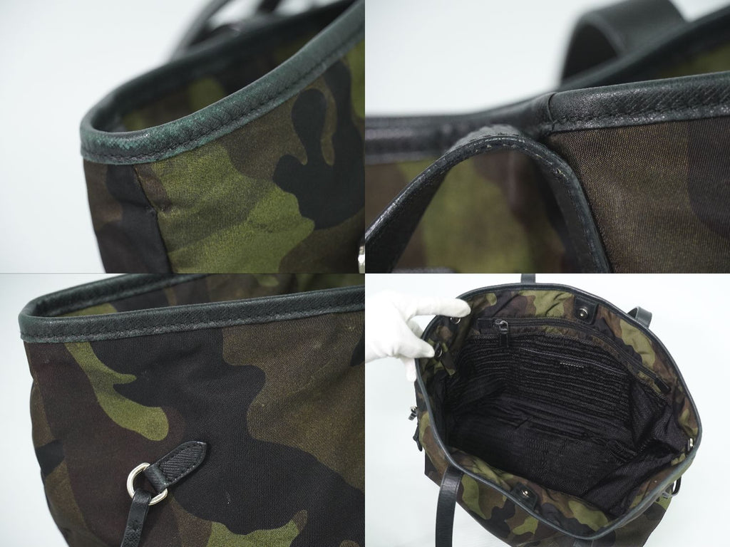 Prada Camouflage Shoulder Bag Tote Nylon Khaki — view 8