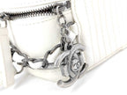 Chanel Shoulder Bag Boy White Lambskin Quilted CC Logo Chain Gunmetal Coco — view 5