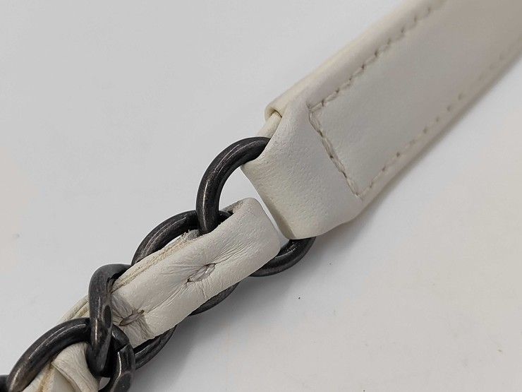 Chanel Shoulder Bag Boy White Lambskin Quilted CC Logo Chain Gunmetal Coco — view 7