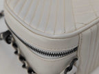 Chanel Shoulder Bag Boy White Lambskin Quilted CC Logo Chain Gunmetal Coco — view 3