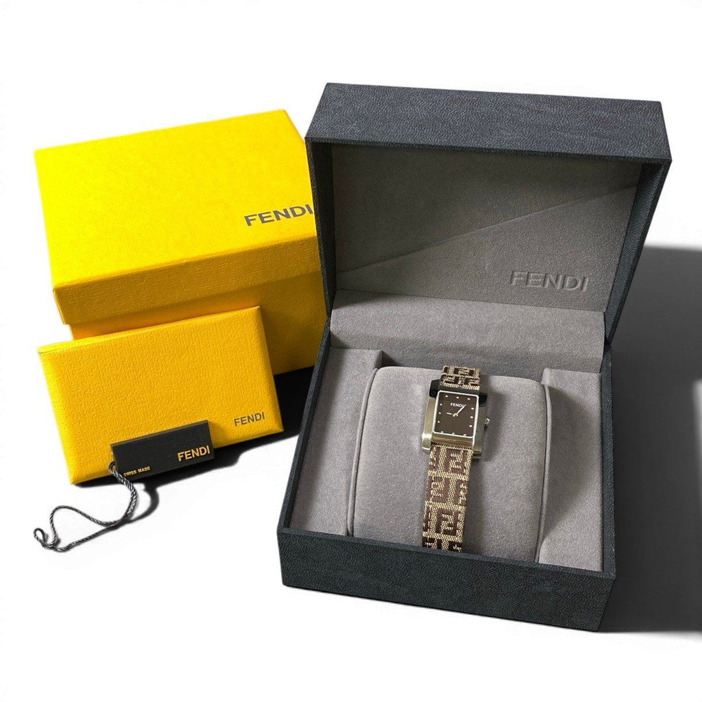Fendi Watch Zucchino Square Brown Leather