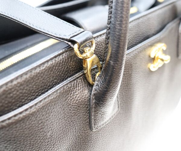 Chanel Black Grained Calf Gold 2-Way Executive Tote — view 7