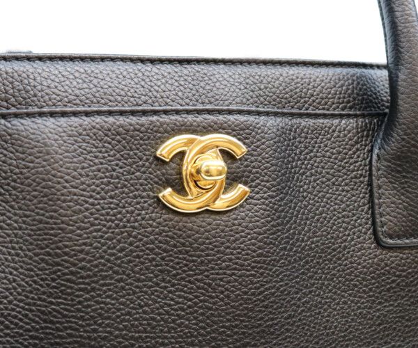 Chanel Black Grained Calf Gold 2-Way Executive Tote — view 6