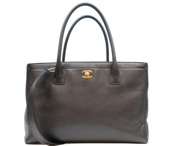 Chanel Black Grained Calf Gold 2-Way Executive Tote