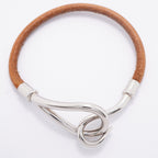 Hermes Bracelet Jumbo Hook Gold Plated Leather Silver Brown — view 3