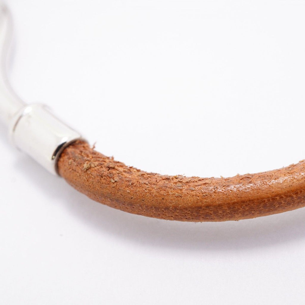 Hermes Bracelet Jumbo Hook Gold Plated Leather Silver Brown — view 8