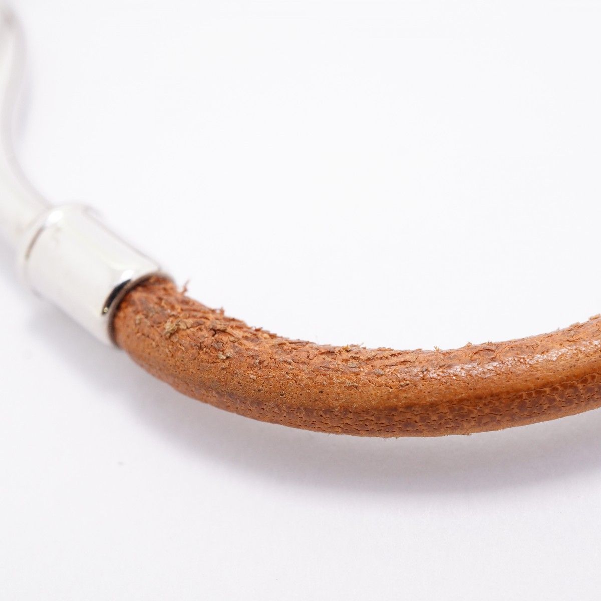 Hermes Bracelet Jumbo Hook Gold Plated Leather Silver Brown — view 8