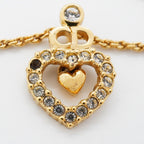 Dior Necklace CD Logo Heart Motif Gold Plated Rhinestone — view 6