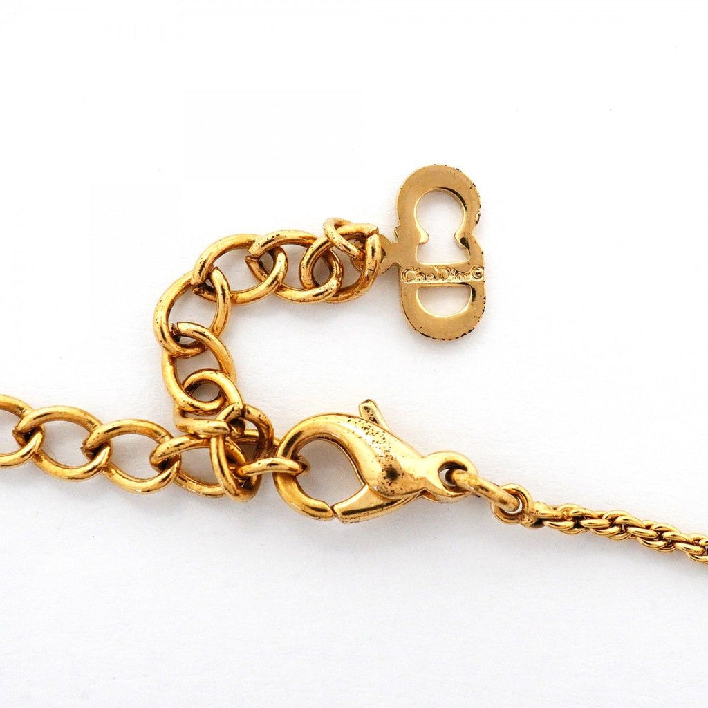 Dior Necklace CD Logo Heart Motif Gold Plated Rhinestone — view 4