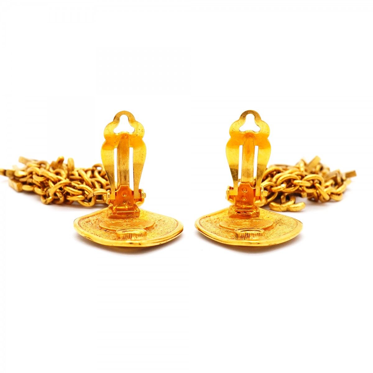 Chanel Earrings Vintage CC Logo Gold Plated — view 6
