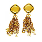 Chanel Earrings Vintage CC Logo Gold Plated