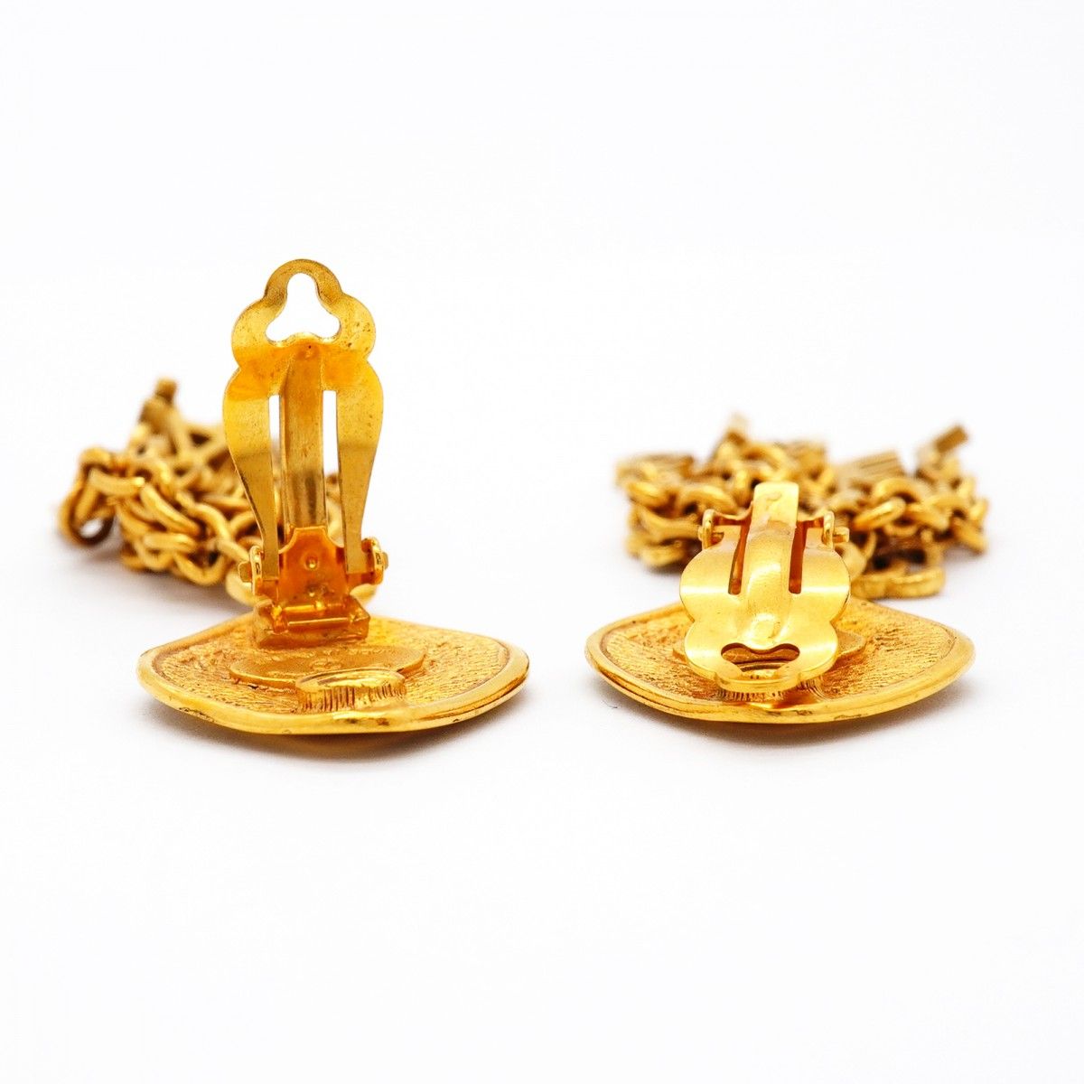 Chanel Earrings Vintage CC Logo Gold Plated — view 3