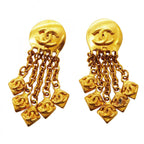 Chanel Earrings Vintage CC Logo Gold Plated