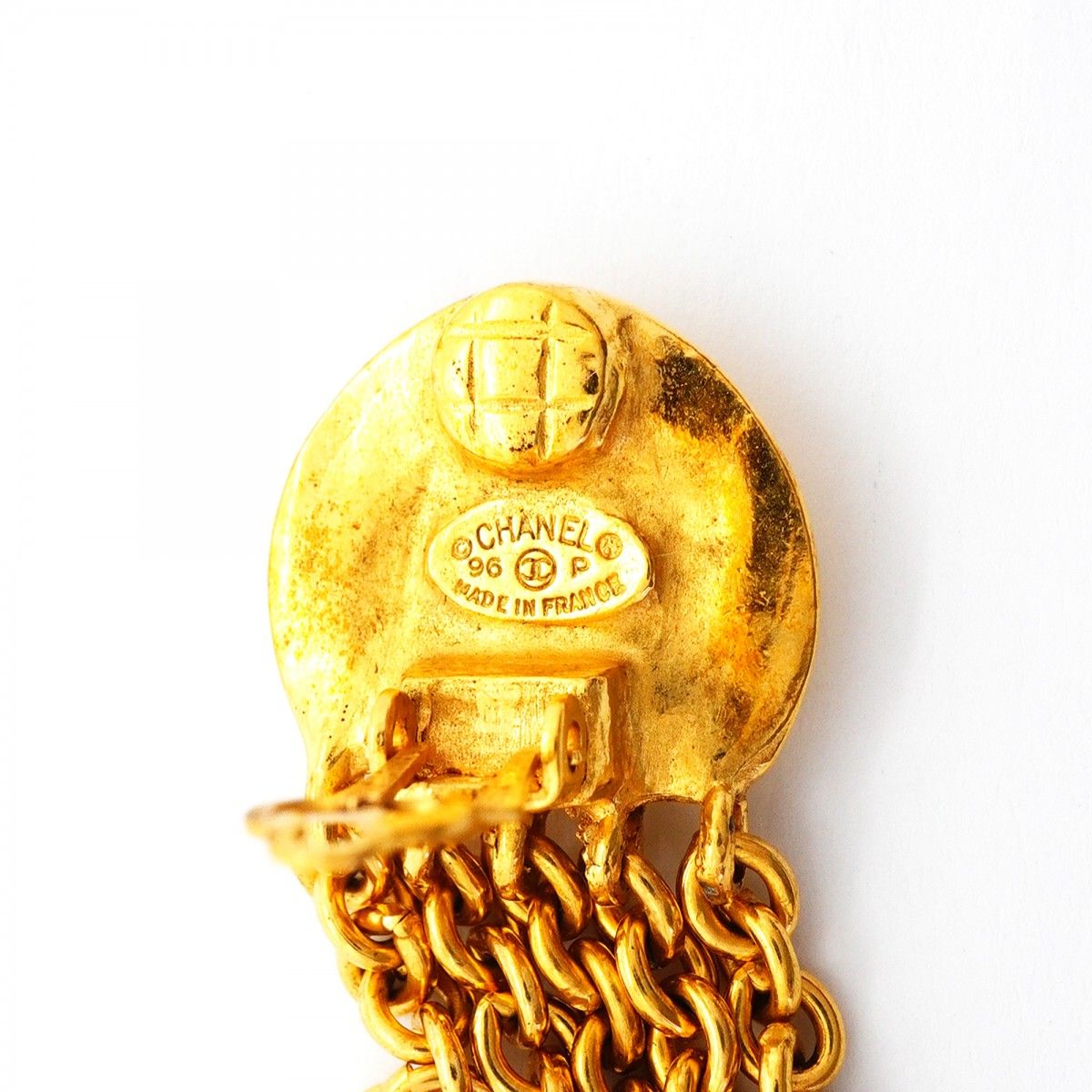 Chanel Earrings Vintage CC Logo Gold Plated — view 4