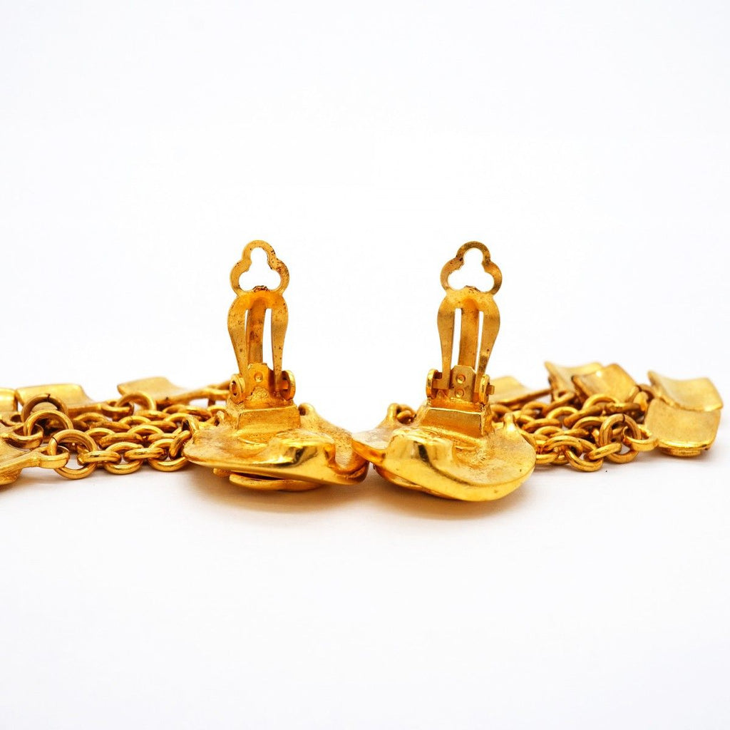 Chanel Earrings Vintage CC Logo Gold Plated — view 7