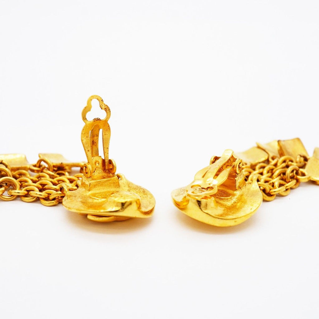Chanel Earrings Vintage CC Logo Gold Plated — view 3