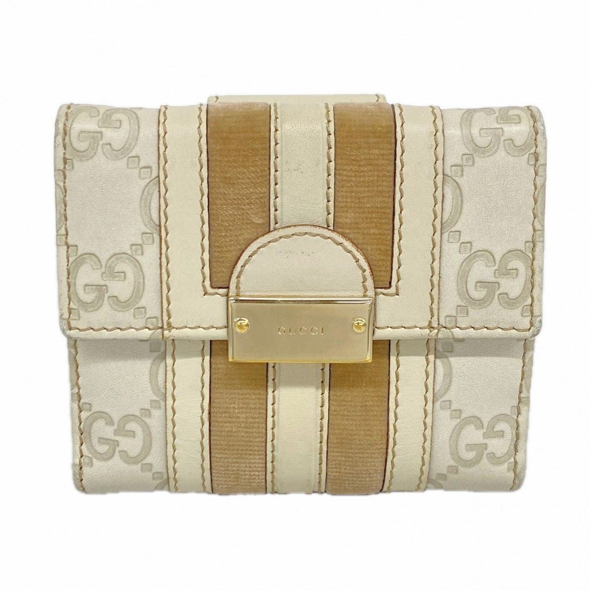 Gucci Wallet Guccissima Leather Beige Gold