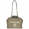 Chanel Handbag Deauville Canvas Gray Silver 2-Way