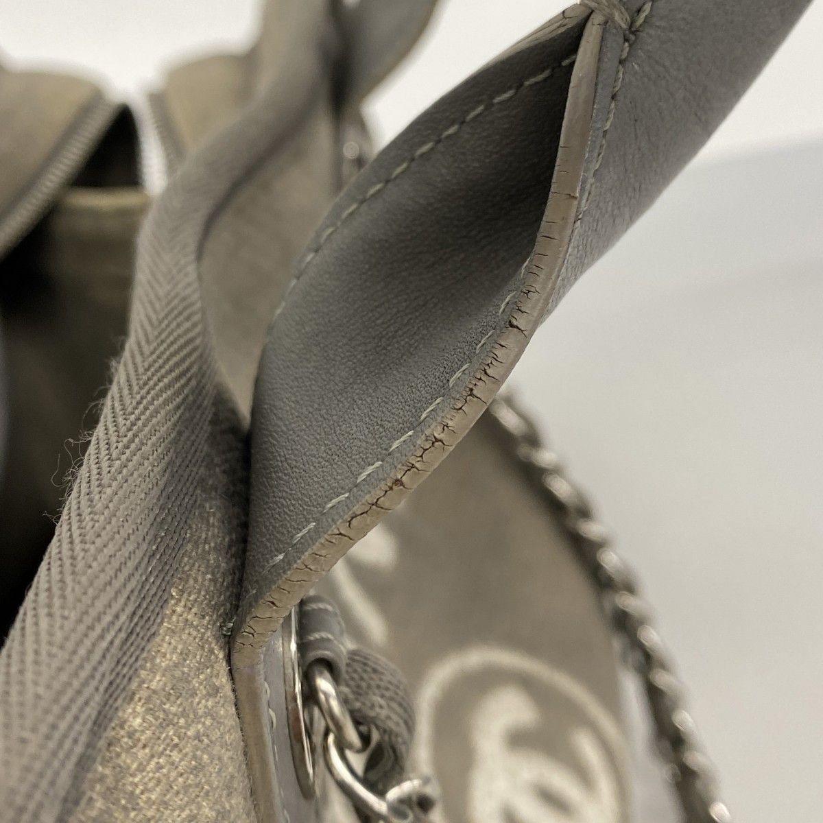 Chanel Handbag Deauville Canvas Gray Silver 2-Way — view 9