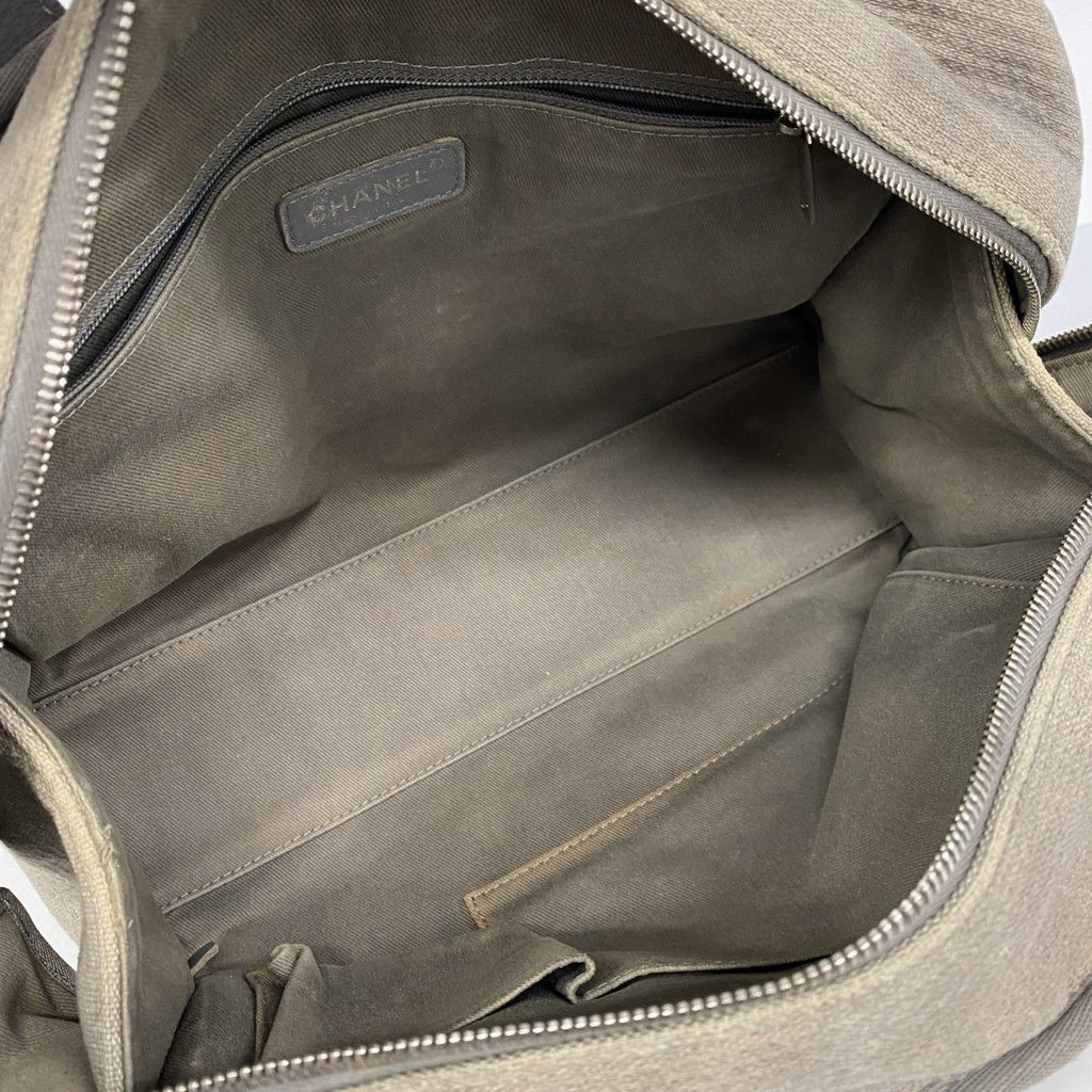 Chanel Handbag Deauville Canvas Gray Silver 2-Way — view 4