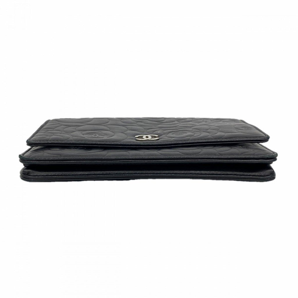 Chanel Shoulder Wallet Camellia Lambskin Black Silver — view 3