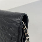 Chanel Shoulder Wallet Camellia Lambskin Black Silver — view 7
