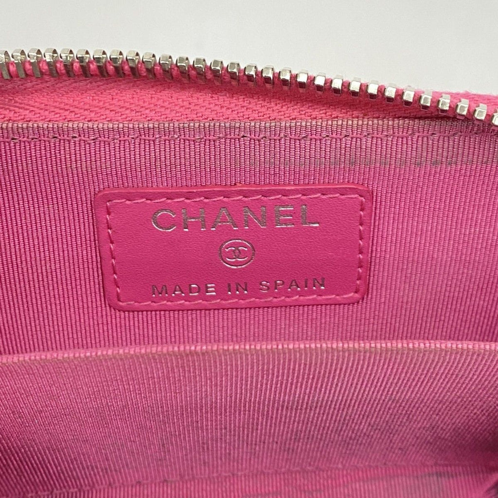 Chanel Coin Case Quilted Caviar Leather Pink Silver — view 4