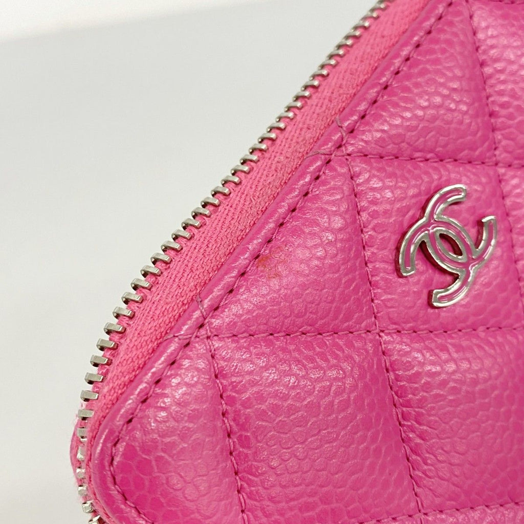Chanel Coin Case Quilted Caviar Leather Pink Silver — view 6