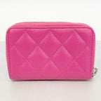 Chanel Coin Case Quilted Caviar Leather Pink Silver — view 8